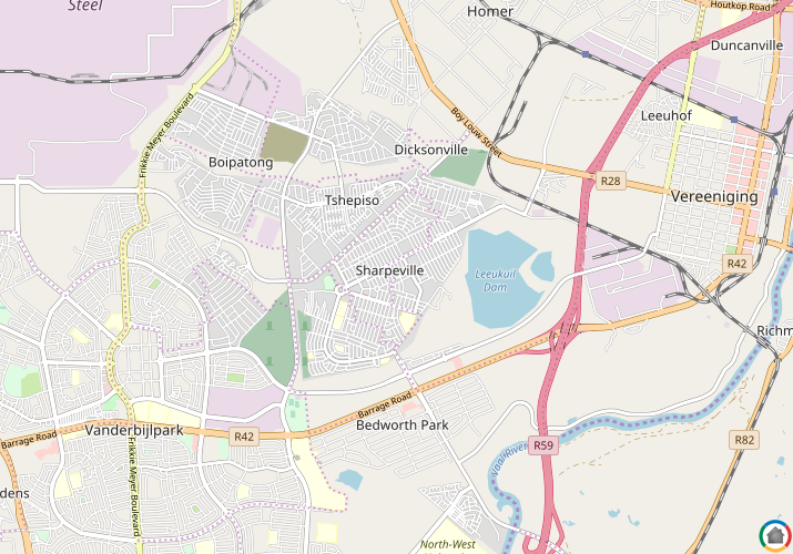 Map location of Sharpeville